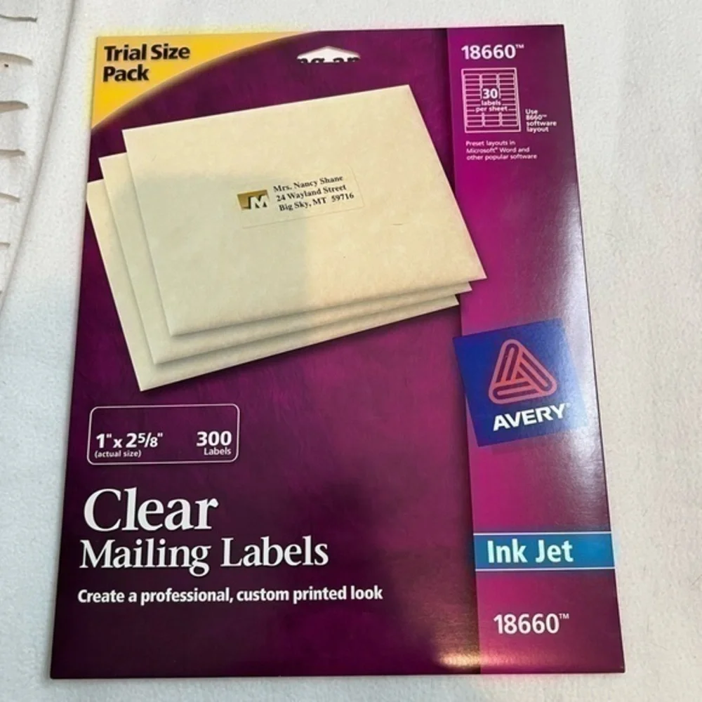 Avery | clear mailing lables